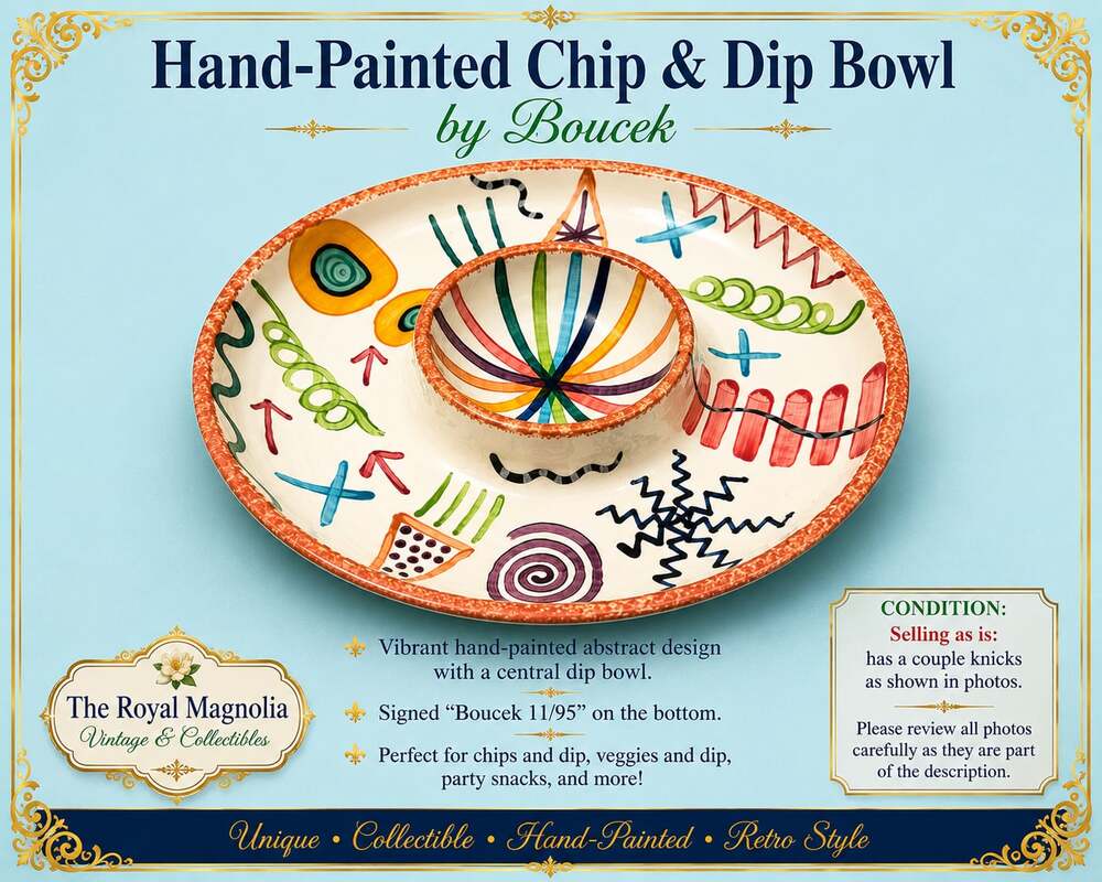 Hand-Painted Chip & Dip Bowl by Boucek